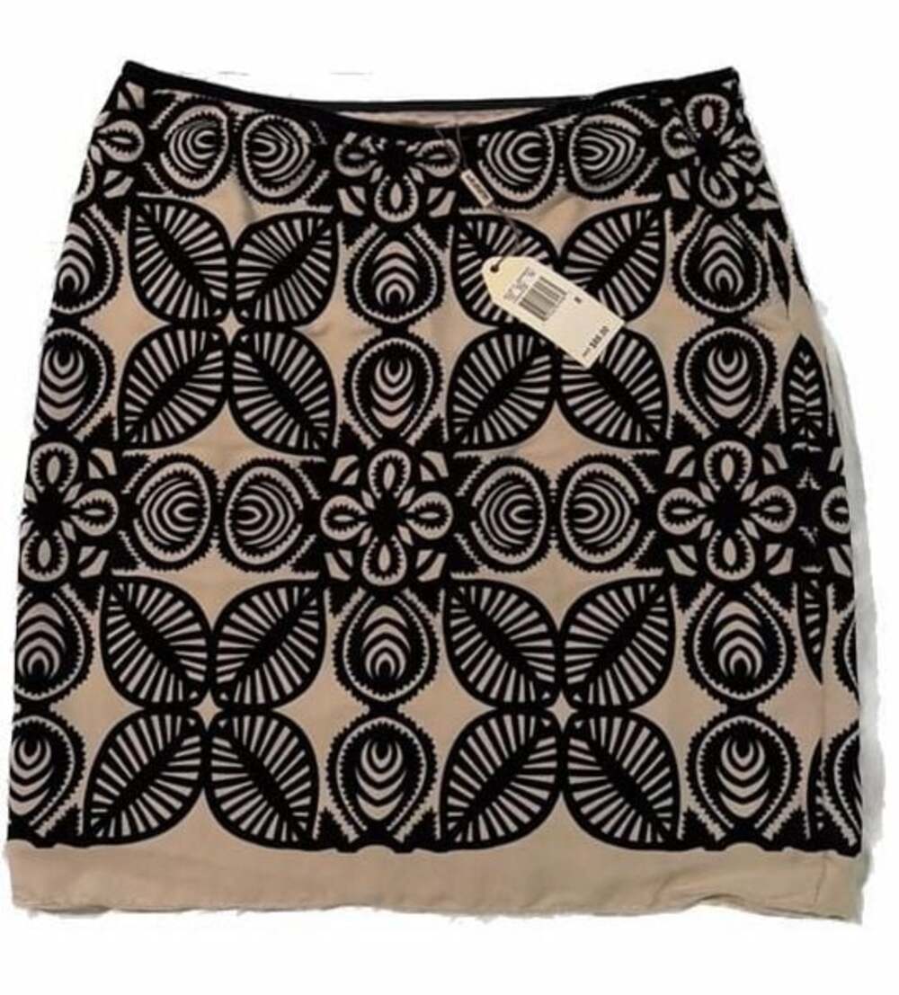 M.S.S.P. NWT Black & Beige Geometric Print Workwear Pencil Skirt Size 8